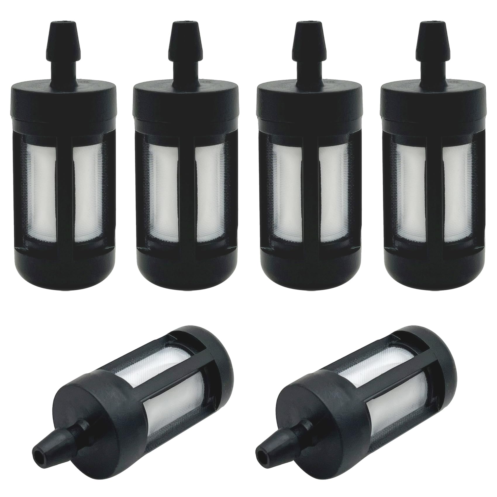 LiteTour replacement fuel filter six-pack for 0.2-inch ID lines, ready for maintenance.
