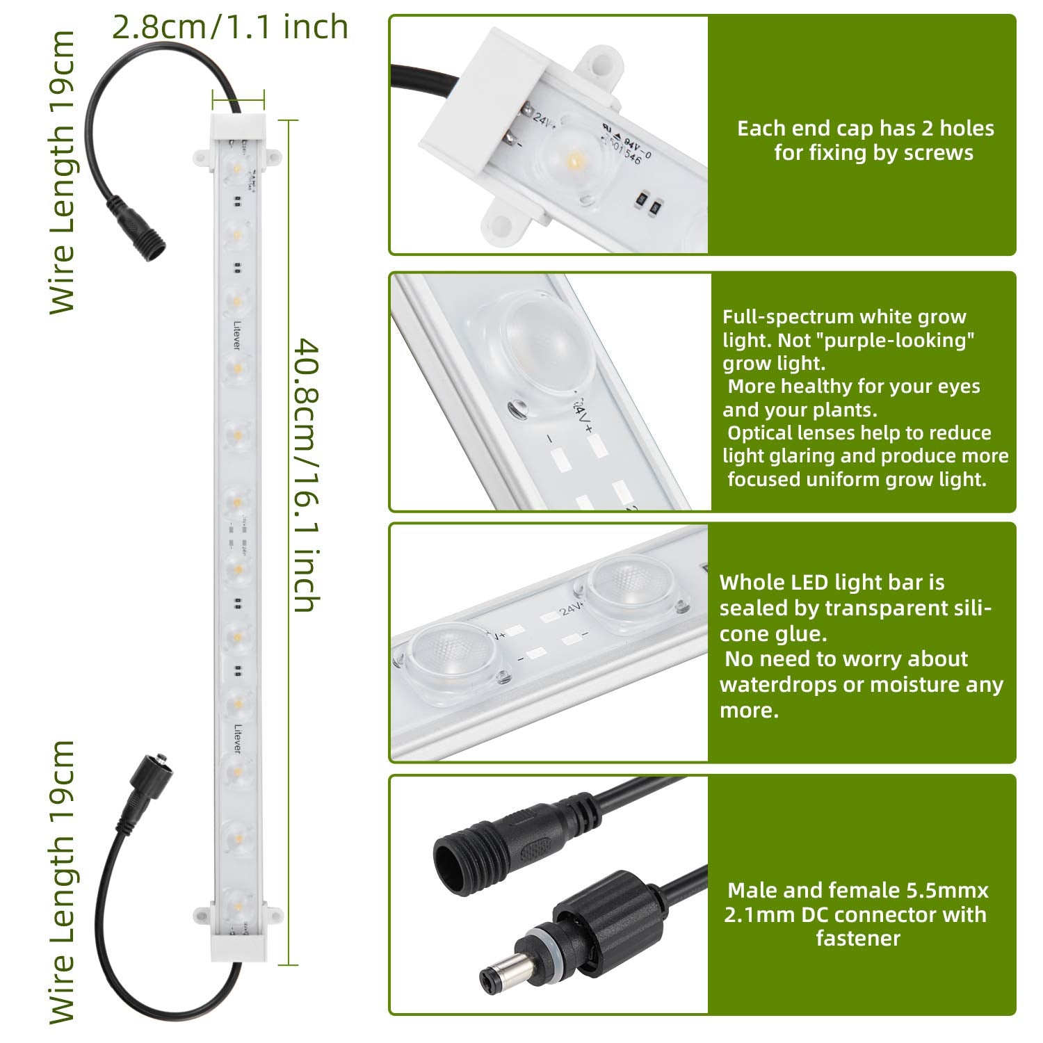 Included extension cables for flexible wiring with Litever kit.