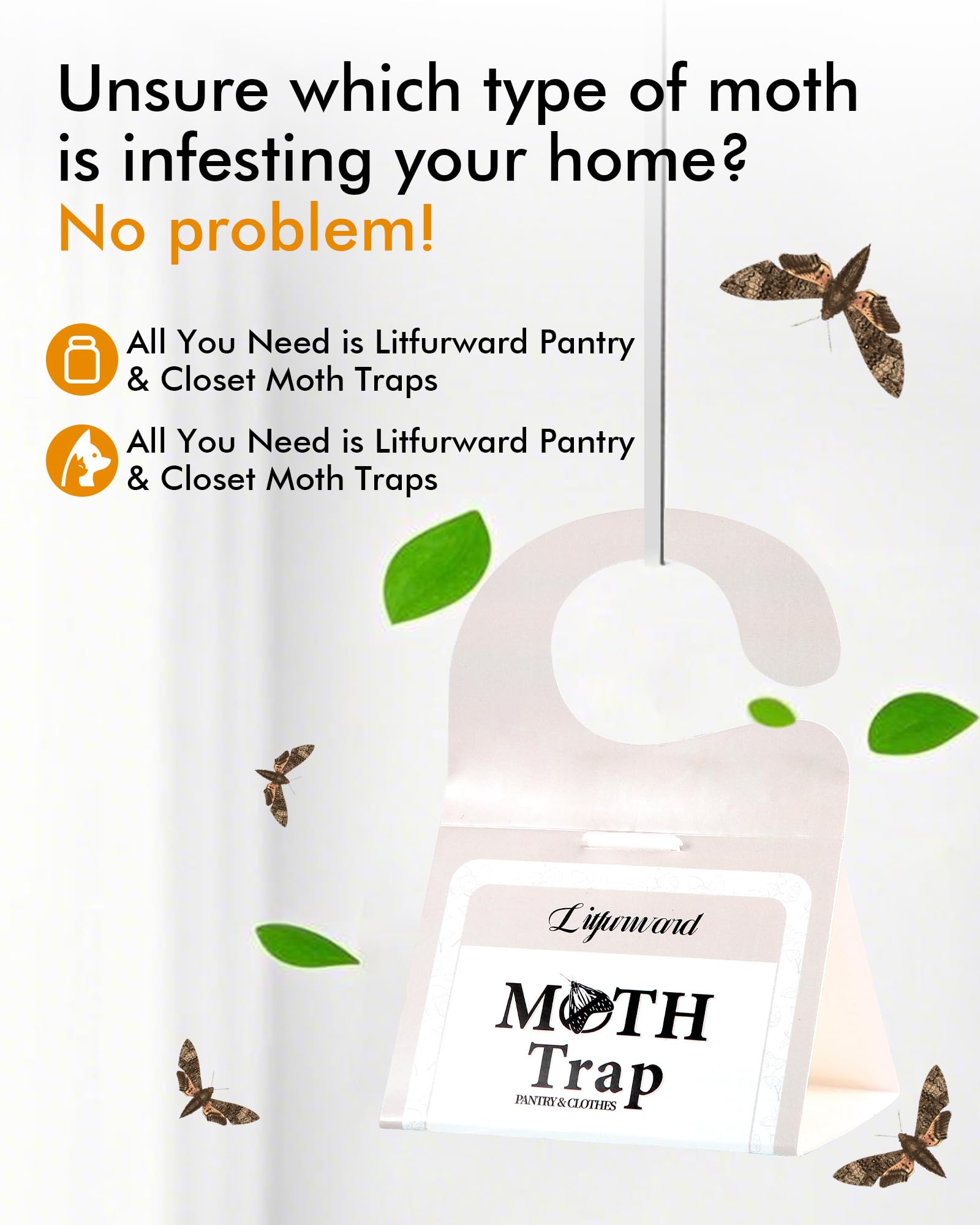 Litfurward pheromone-infused traps attract male moths to disrupt breeding cycles naturally.