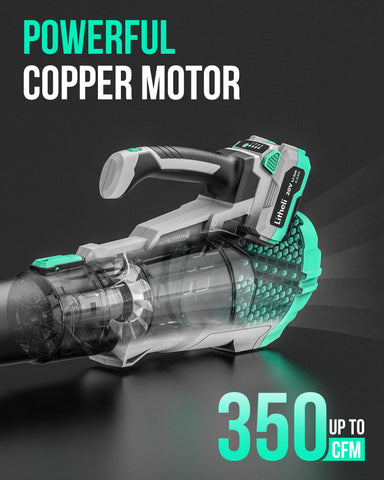 Litheli 20V cordless leaf blower speed dial; adjustable power for precise debris.