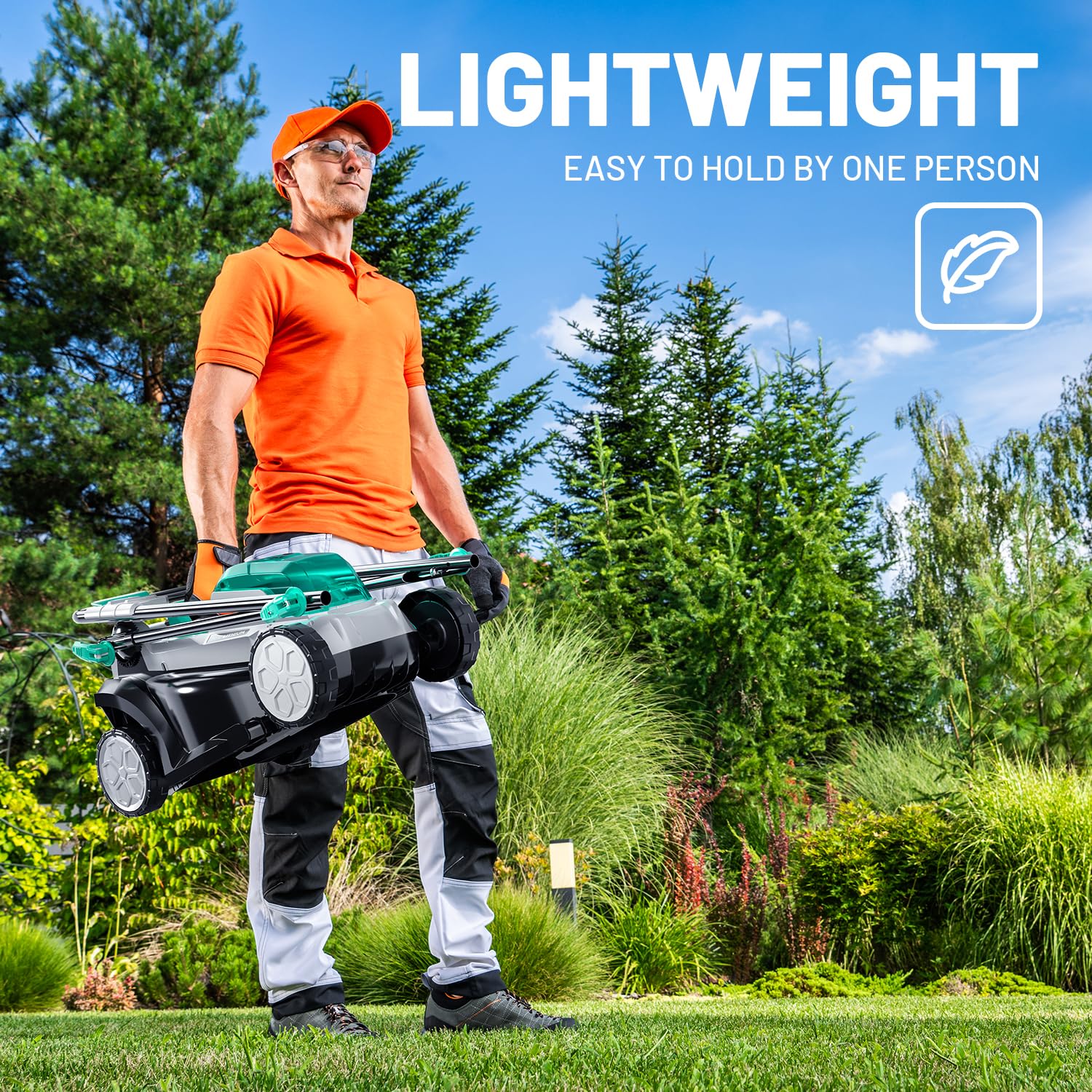 LiTHELi mower with height adjustment lever set to 0.98 inches