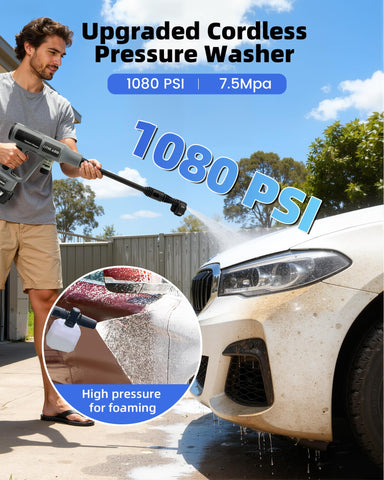 Lithlabo cordless pressure washer ergonomic handle for comfortable use.
