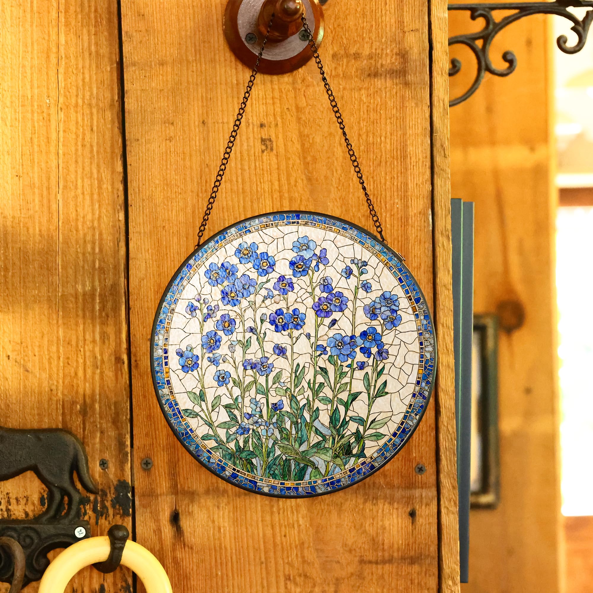 Litivy blue floral stained glass adds serene focal point to daily life