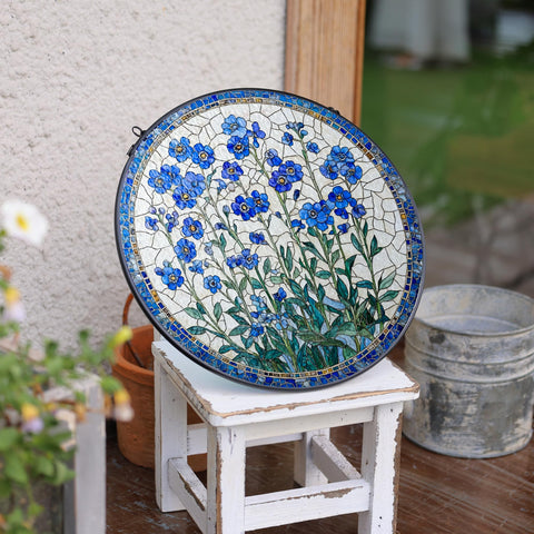 LITIVY Forget-Me-Not window hanging captures sunlight into blue florals