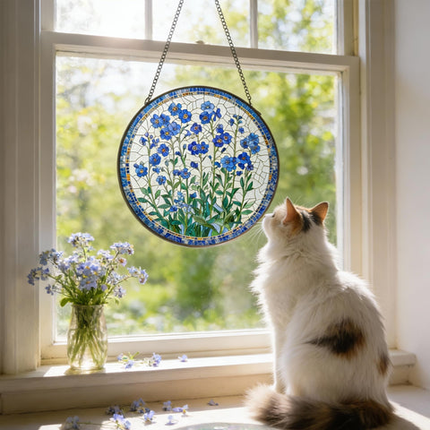 LITIVY sunlit colors reflect through the blue forget-me-not petals