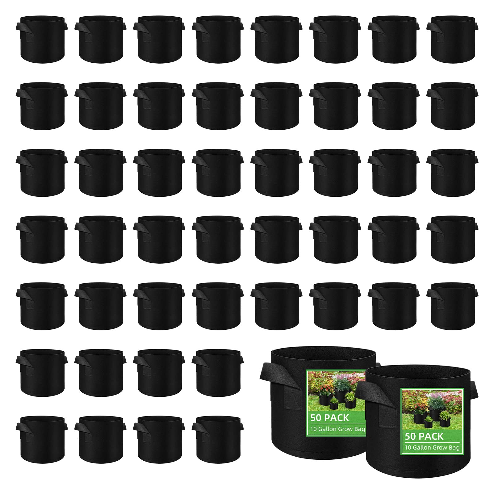 Litlandstar 50-pack 10-gallon grow bags ready for outdoor planting