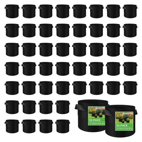 Litlandstar 50-pack 10-gallon grow bags ready for outdoor planting