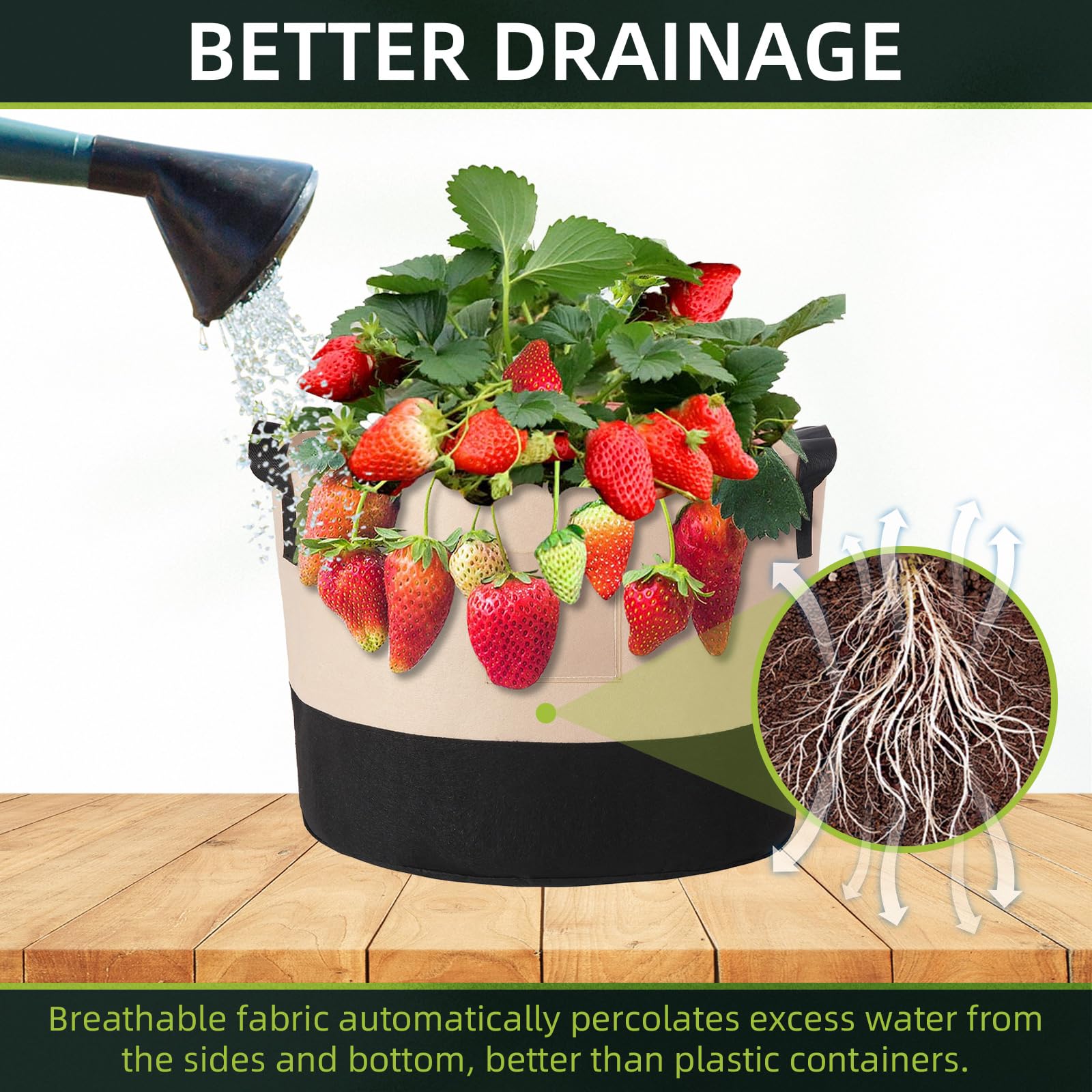 LITLANDSTAR breathable fabric promotes air flow and drainage for healthy roots.