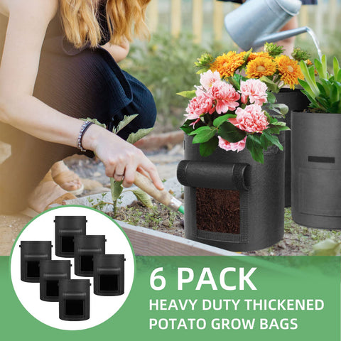 LITLANDSTAR grow bag side view with handles for easy movement