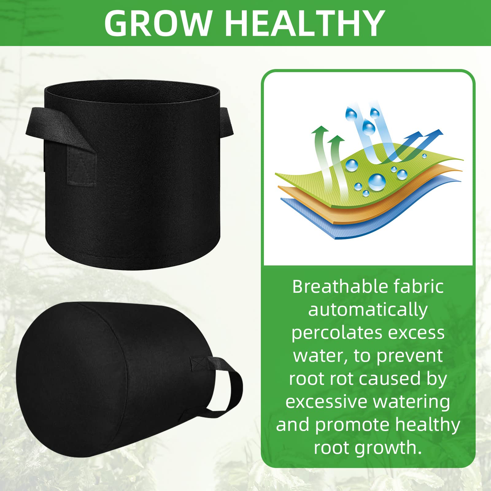 LITLANDSTAR grow bags with reinforced nylon handles for portability