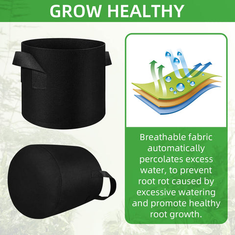 LITLANDSTAR grow bags with reinforced nylon handles for portability