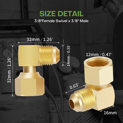 LitOrange 3-8-inch swivel flare elbow demonstrates easy install design.