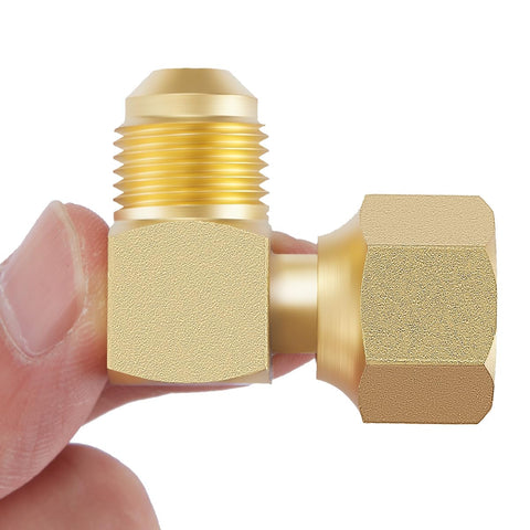 LitOrange brass 90-degree elbow connector close-up showing durable construction for propane fittings.