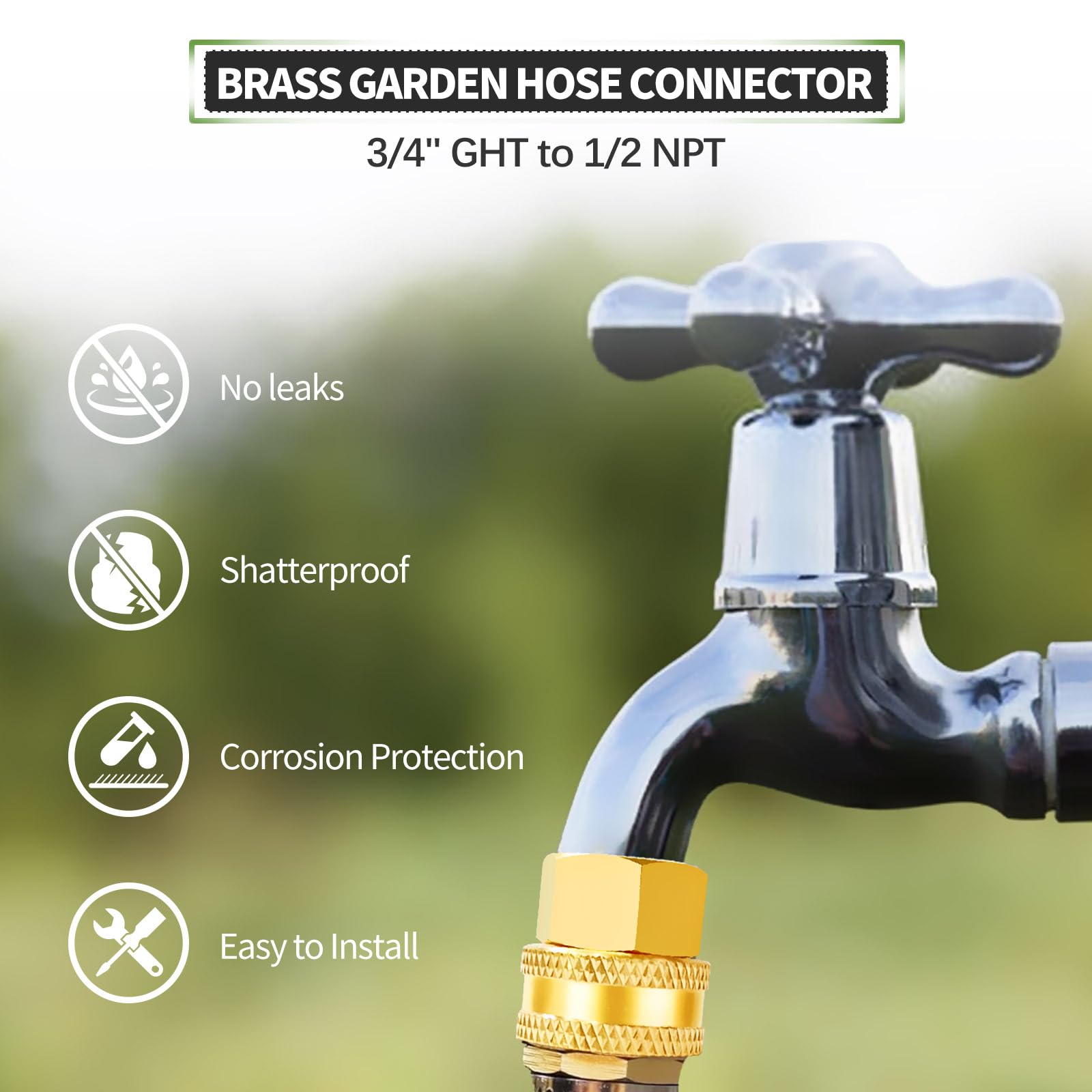 LitOrange double female swivel connector ready for quick, tool-free hose setup.