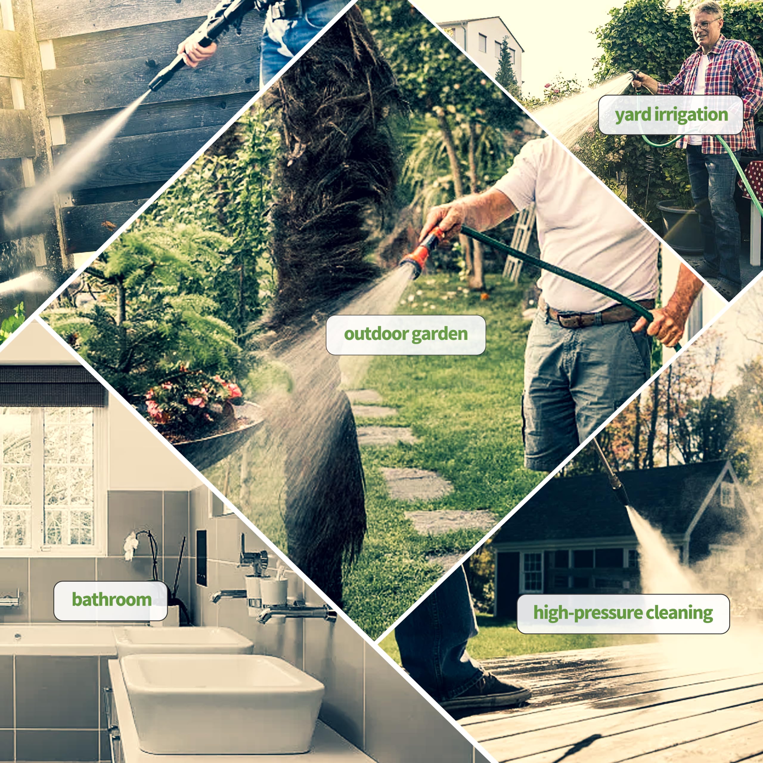 LitOrange use scenario shows quick sprinkler hose connections for gardens.