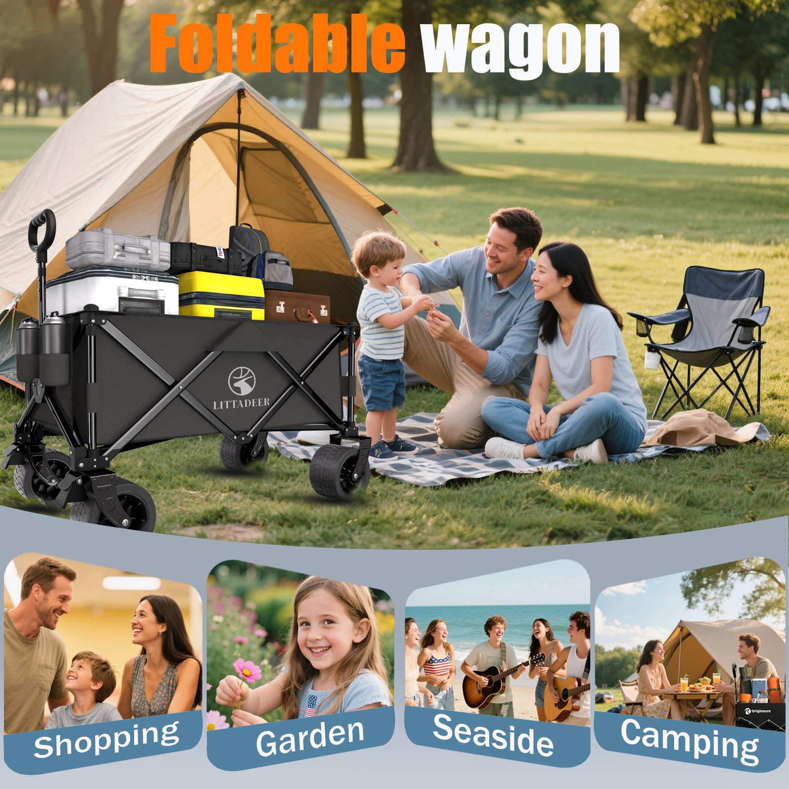 Littadeer wagon adjustable handle for different user heights