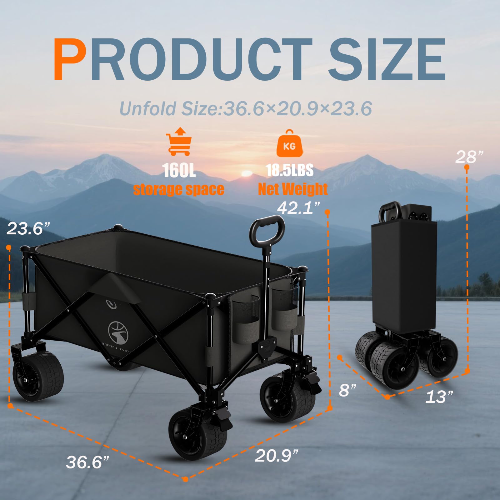 Littadeer wagon folded for compact storage and easy transport