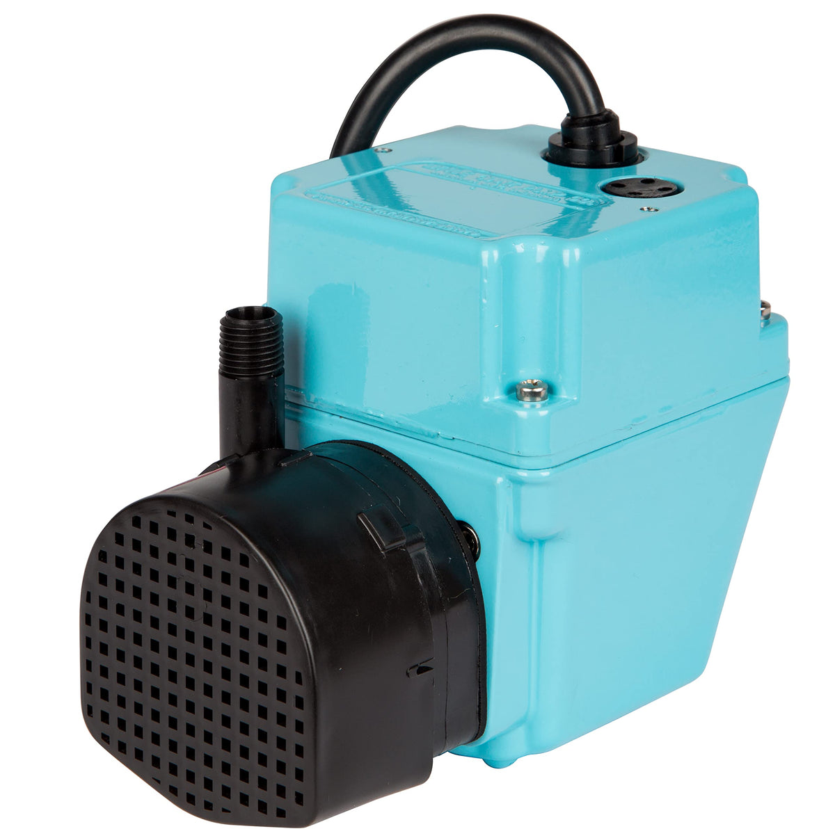 Little Giant 2E-N aluminum housing shown for durable, rust-resistant use in fountains
