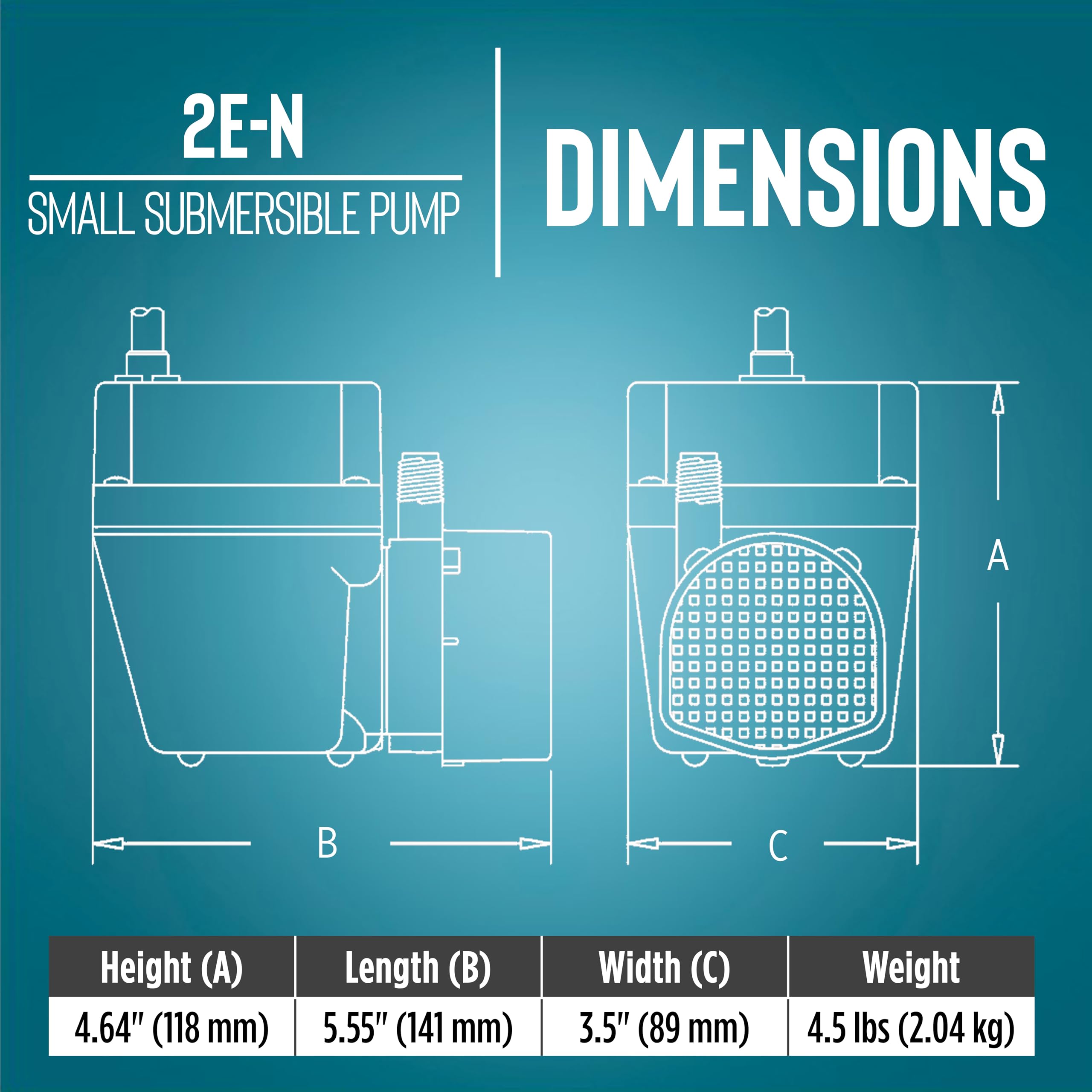 Little Giant 2E-N epoxy-coated housing protects pump against corrosion in displays