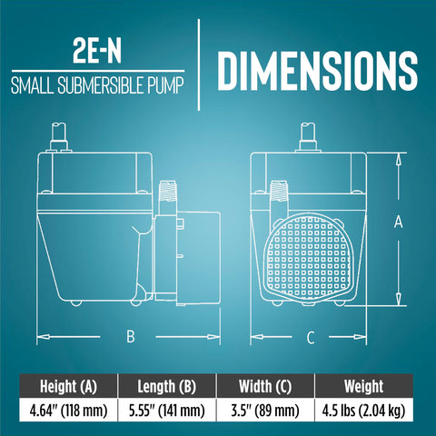 Little Giant 2E-N epoxy-coated housing protects pump against corrosion in displays