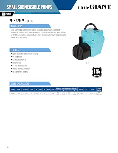 Little Giant 2E-N thermal overload protection helps prevent overheating