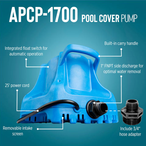 Little Giant APCP-1700 float switch enables automatic operation in standing water.