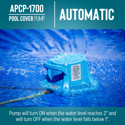 Little Giant APCP-1700 hose adapter connects to standard garden hose.