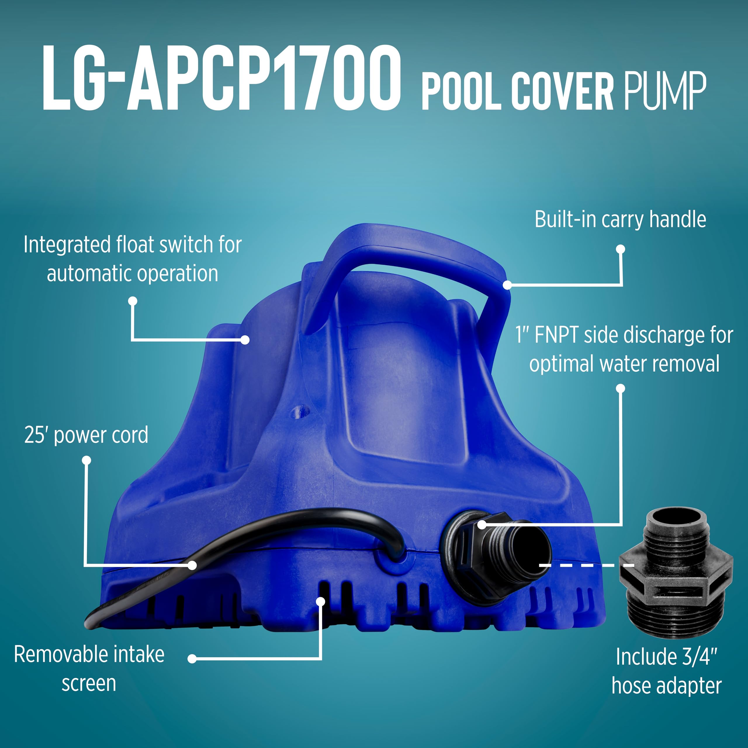 Garden hose adapter included with Little Giant APCP1700 for quick setup