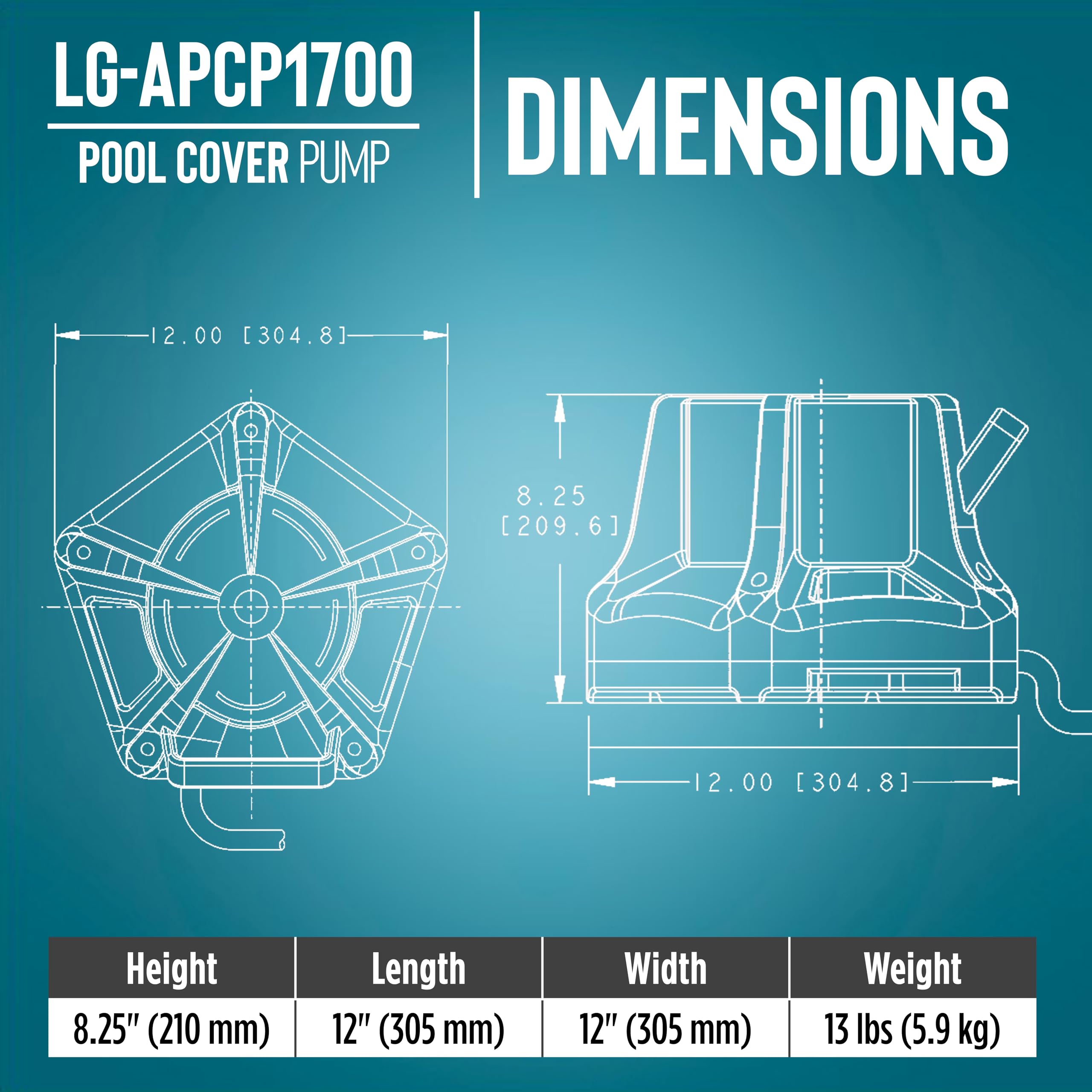 Little Giant APCP1700 connects to garden hose for drainage