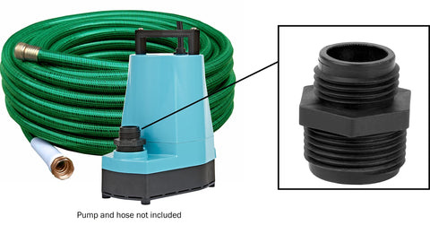 Little Giant GH-1 fit check on pump confirms 1-inch FNPT discharge compatibility.