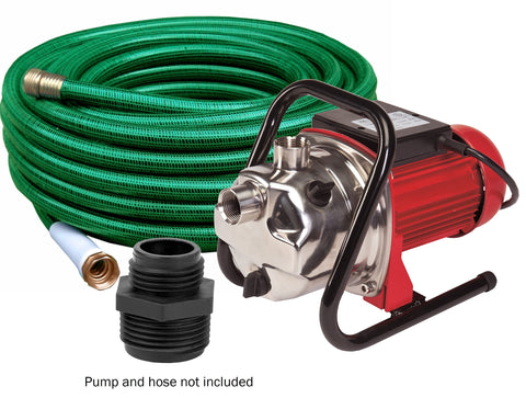 Little Giant GH-1 three-quarter inch hose connection demonstrates versatile hose compatibility.