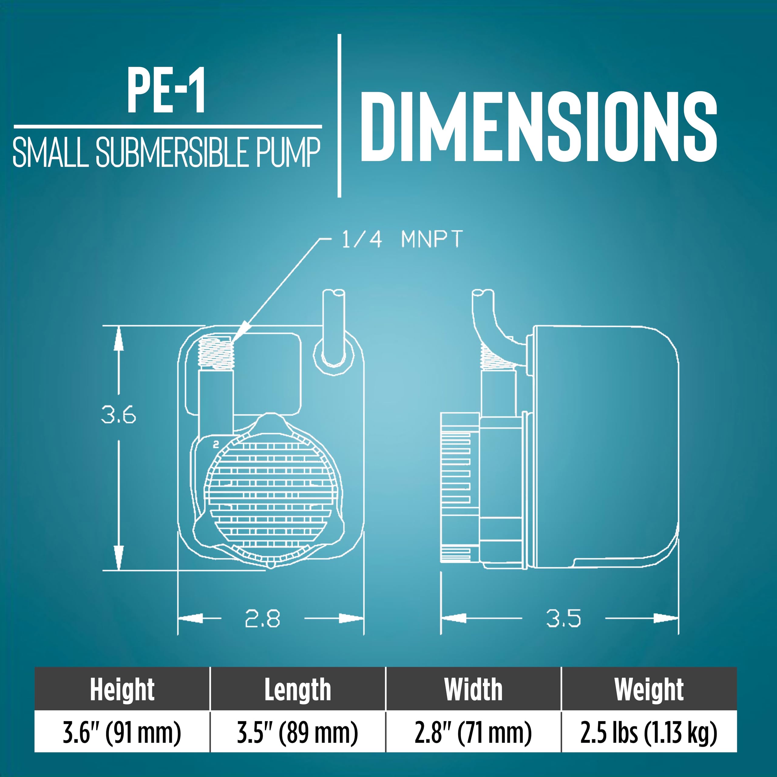 Little Giant PE-1 side view shows versatile mounting for fountains and tools.