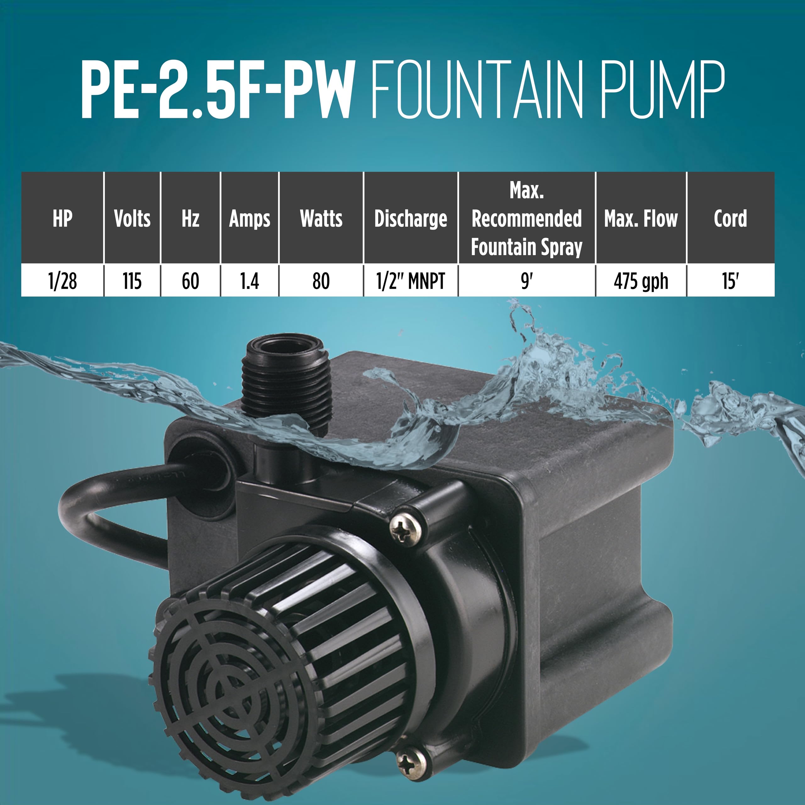 Little Giant PE-2.5F-PW used in a statuary fountain setup