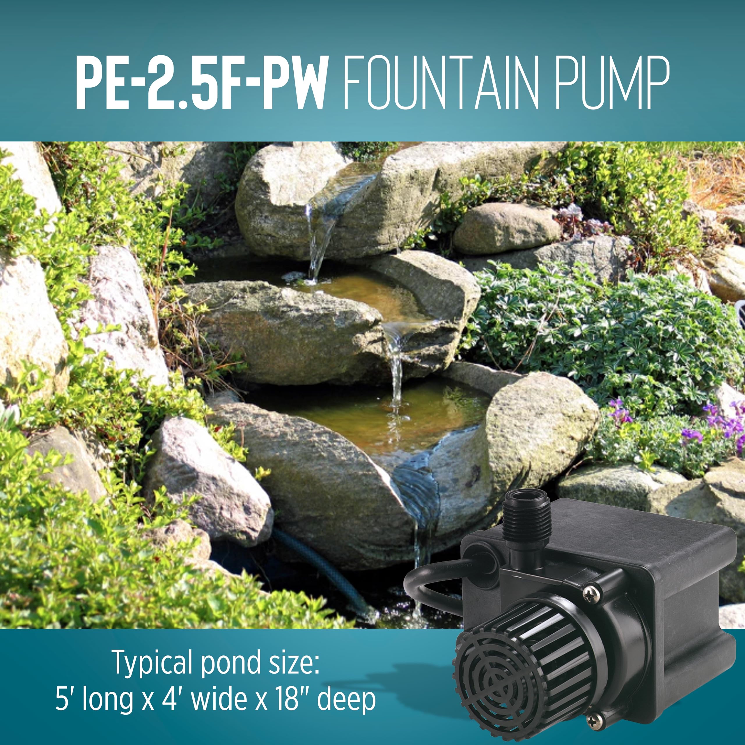 Little Giant PE-2.5F-PW suitable for small ponds up to 475 gallons