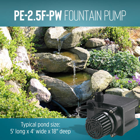 Little Giant PE-2.5F-PW suitable for small ponds up to 475 gallons