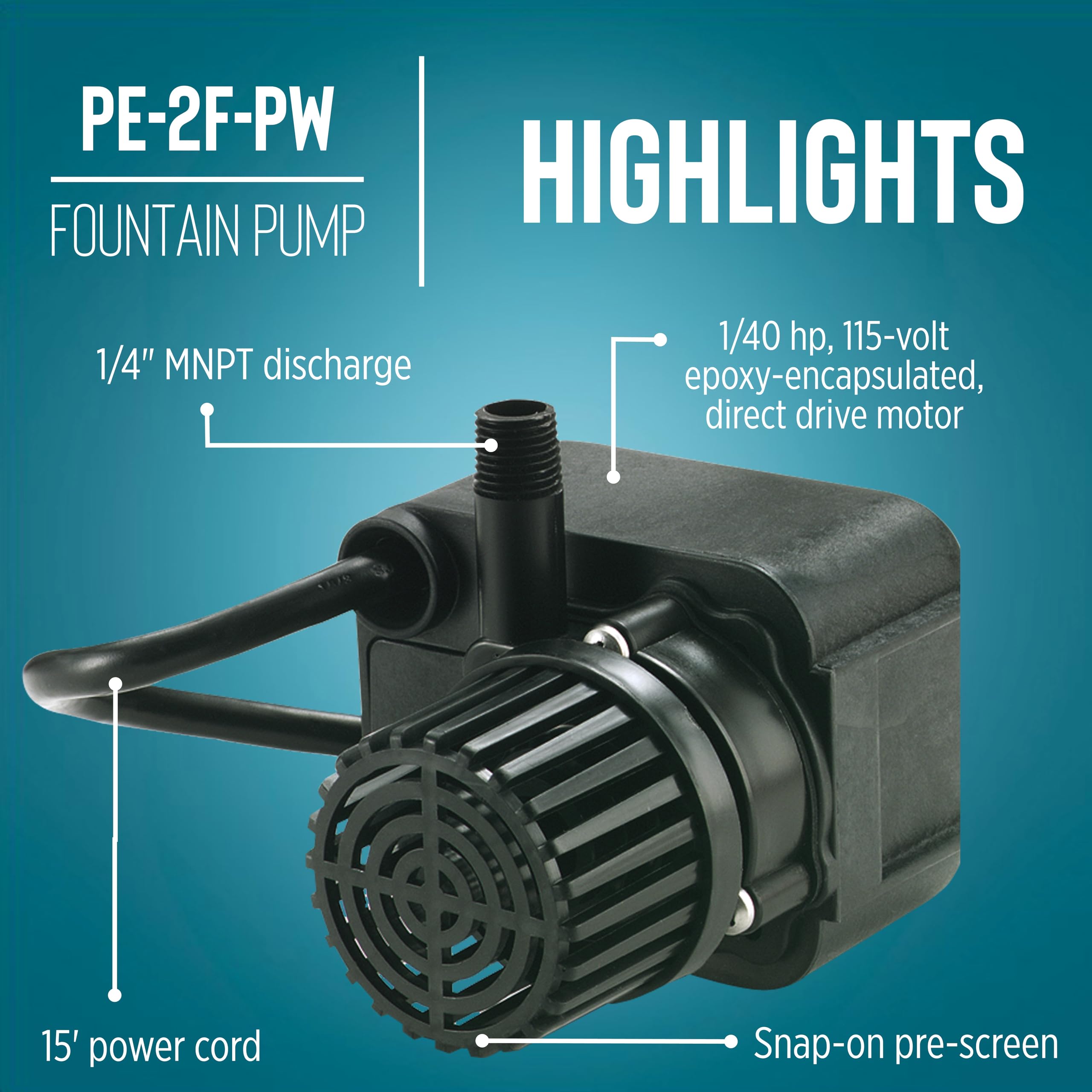 Little Giant PE-2F-PW 1/4 inch MNPT discharge for flexible plumbing