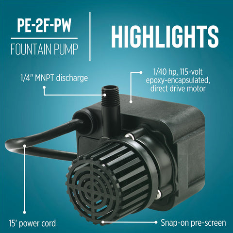 Little Giant PE-2F-PW 1/4 inch MNPT discharge for flexible plumbing