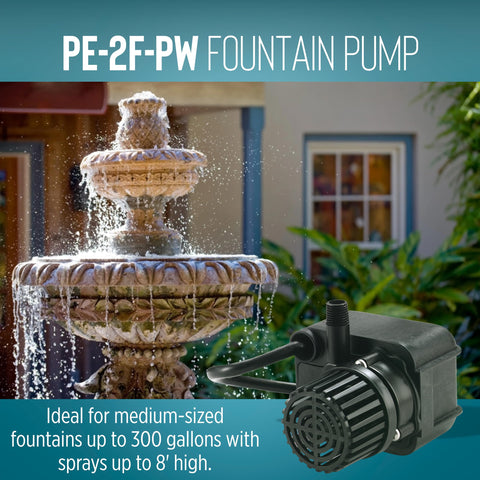 Compact dimensions of Little Giant PE-2F-PW fit small ponds and fountains