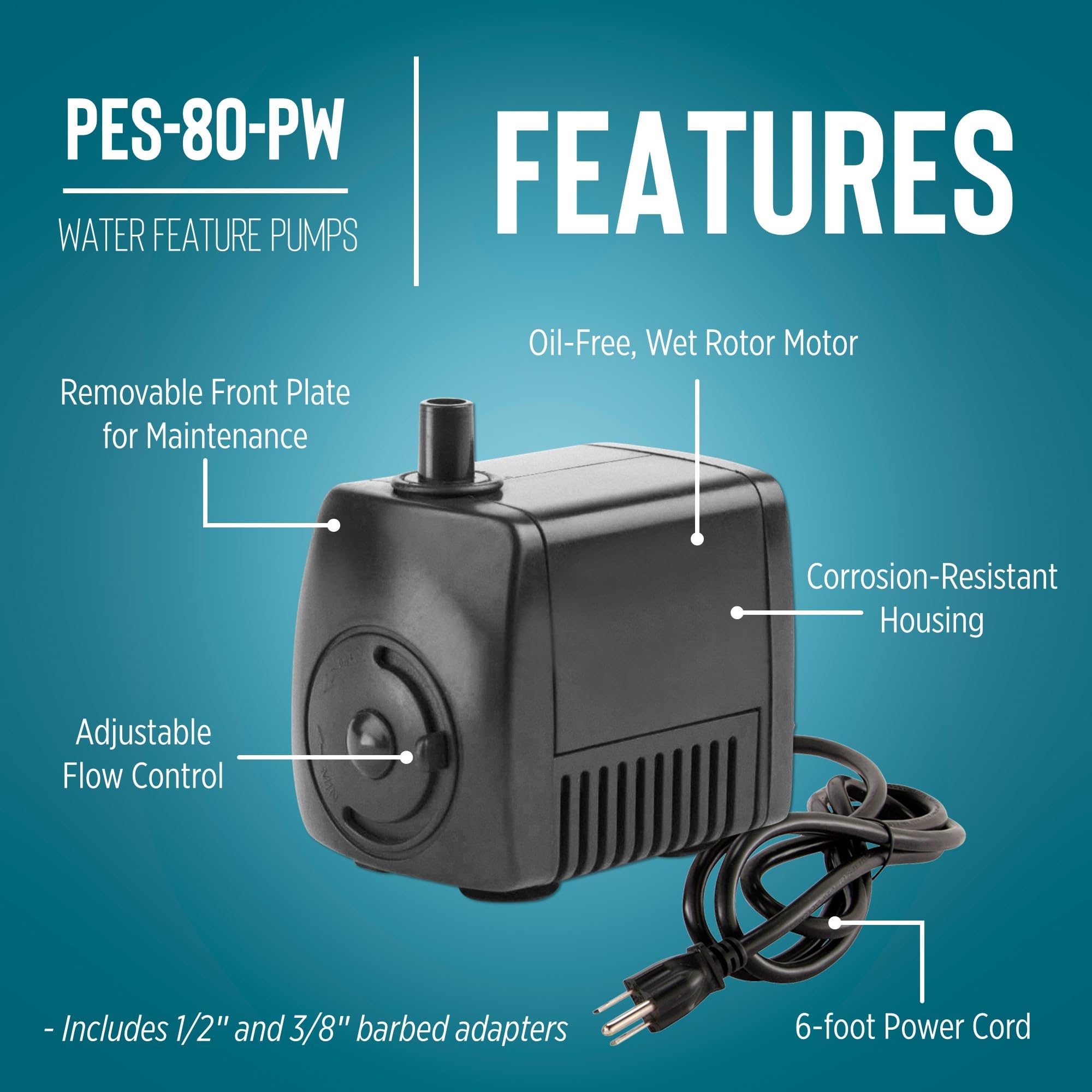 Little Giant PES-80-PW with cord and adapters ready for setup
