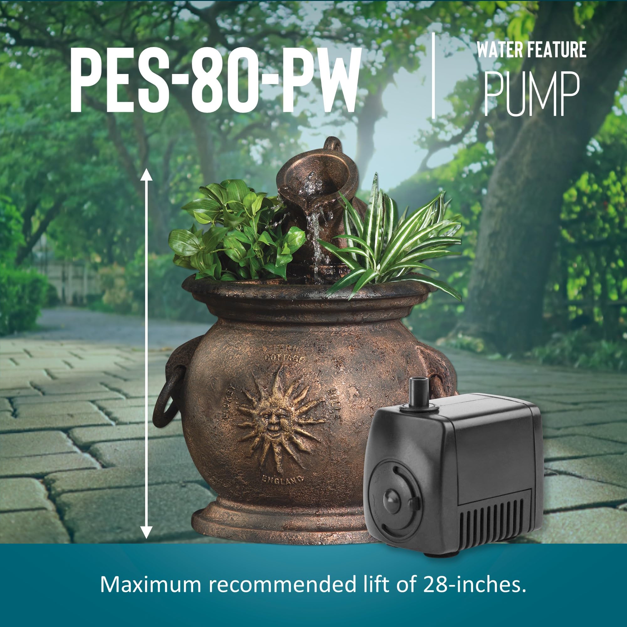 Little Giant PES-80-PW in a decorative fountain demonstrates 77 GPH
