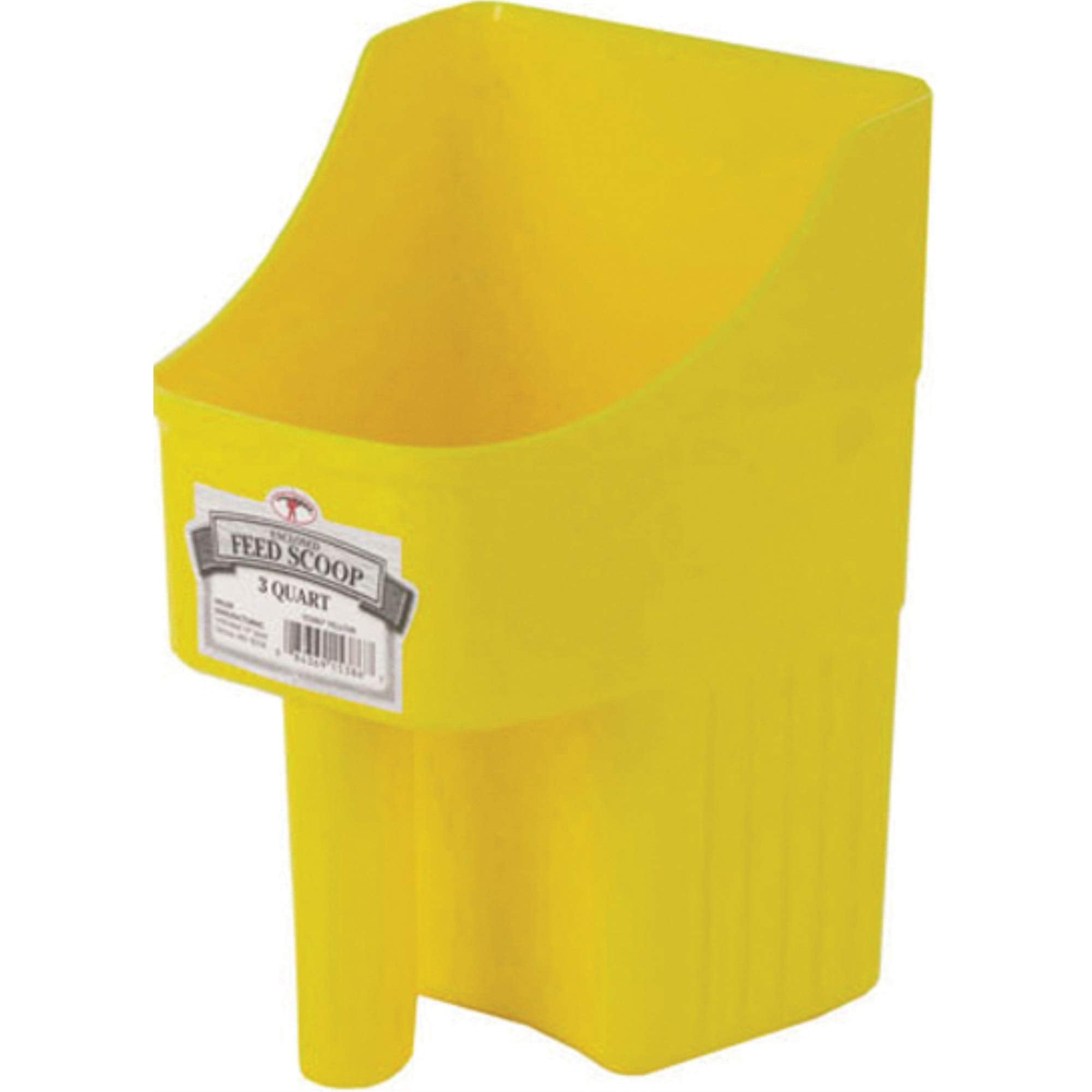 Little Giant plastic enclosed feed scoop 3-quart yellow enables precise measuring and reduced spills