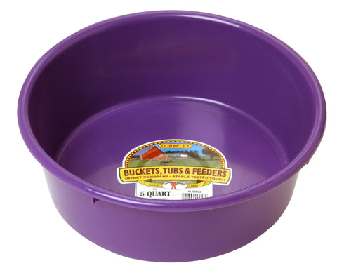Little Giant Plastic Utility Pan 5-quart purple, durable feeding bucket for livestock and pets.