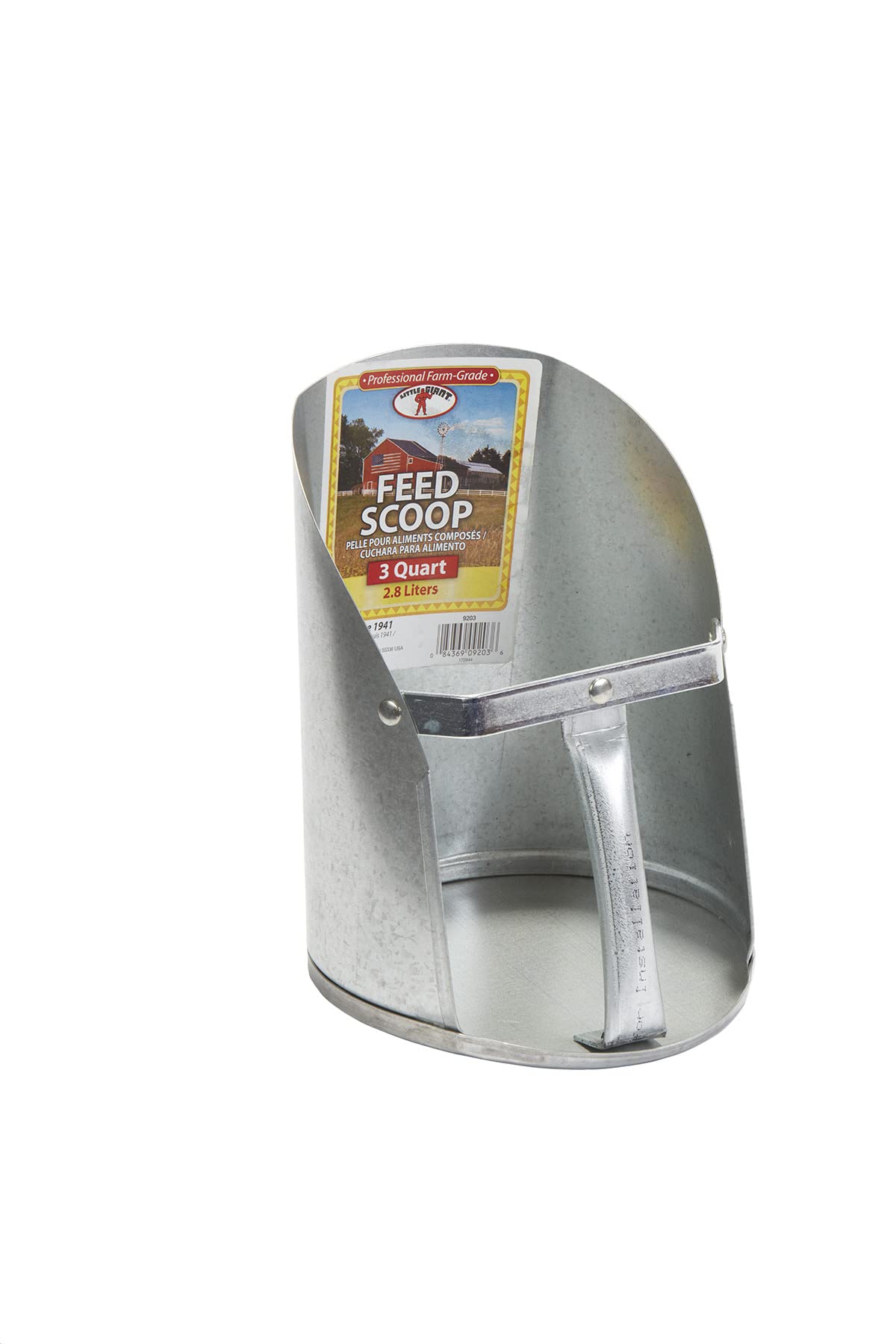 Little Giant stackable scoop with enclosed handle improves control and reduces spills.