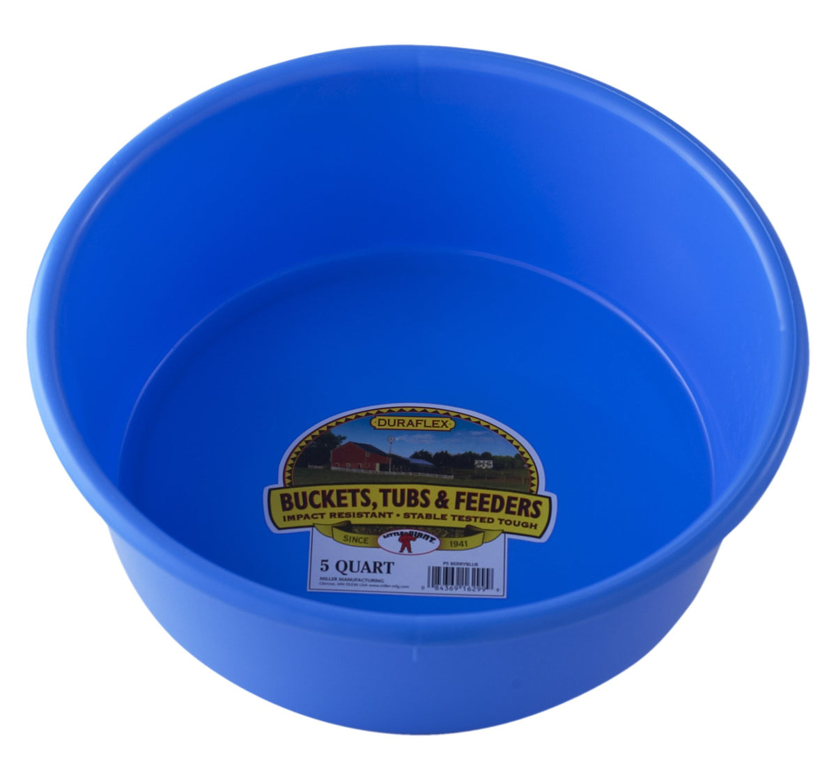 Little Giant Plastic Utility Pan Berry Blue front view, ideal for feeding livestock and water use.