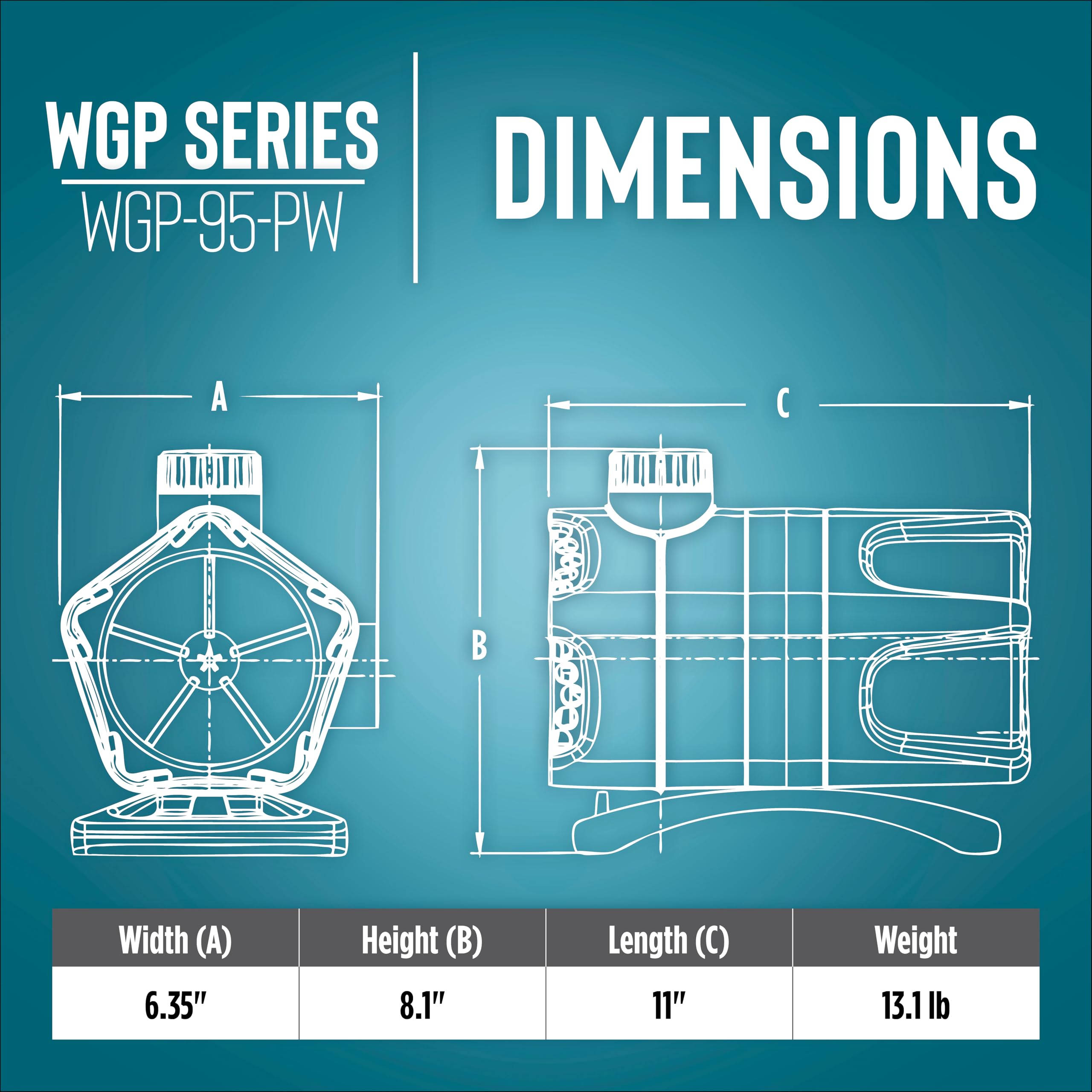 Little Giant WGP-95-PW vertical and horizontal installation showing versatile placement in a fountain vault
