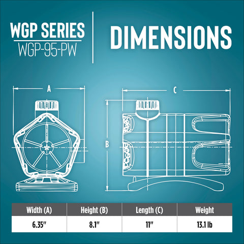 Little Giant WGP-95-PW vertical and horizontal installation showing versatile placement in a fountain vault