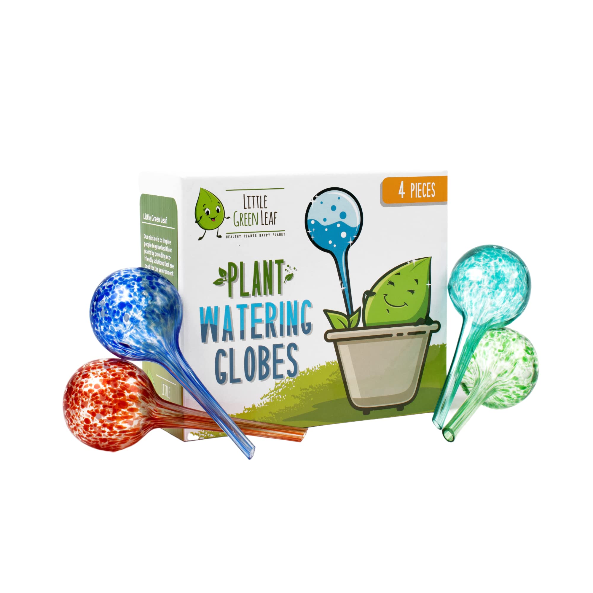 Little Green Leaf auto-watering globes set of four for effortless indoor plant care.