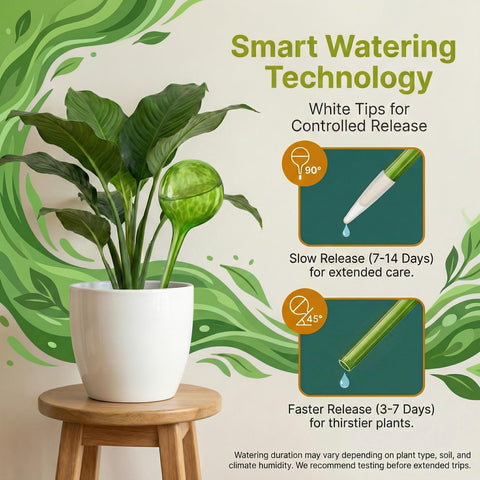 Little Green Leaf 100 ml glass bulbs with planter spikes for easy use in pots