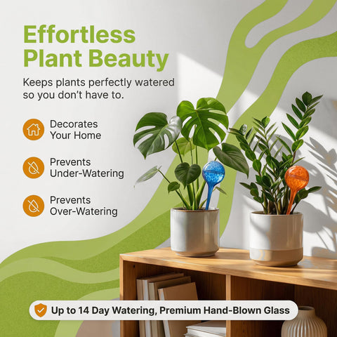 Little Green Leaf self-watering globes with decorative spikes for stable soil placement