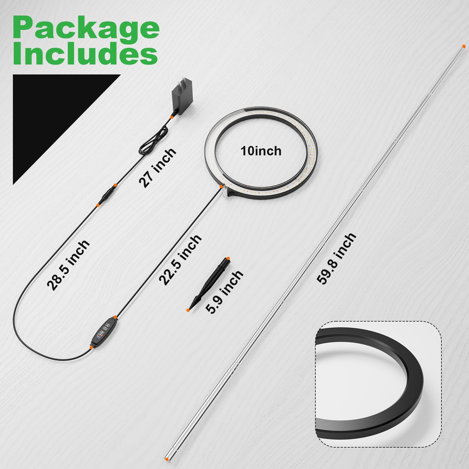 Little Joke grow light ring with telescoping rod installation for easy setup